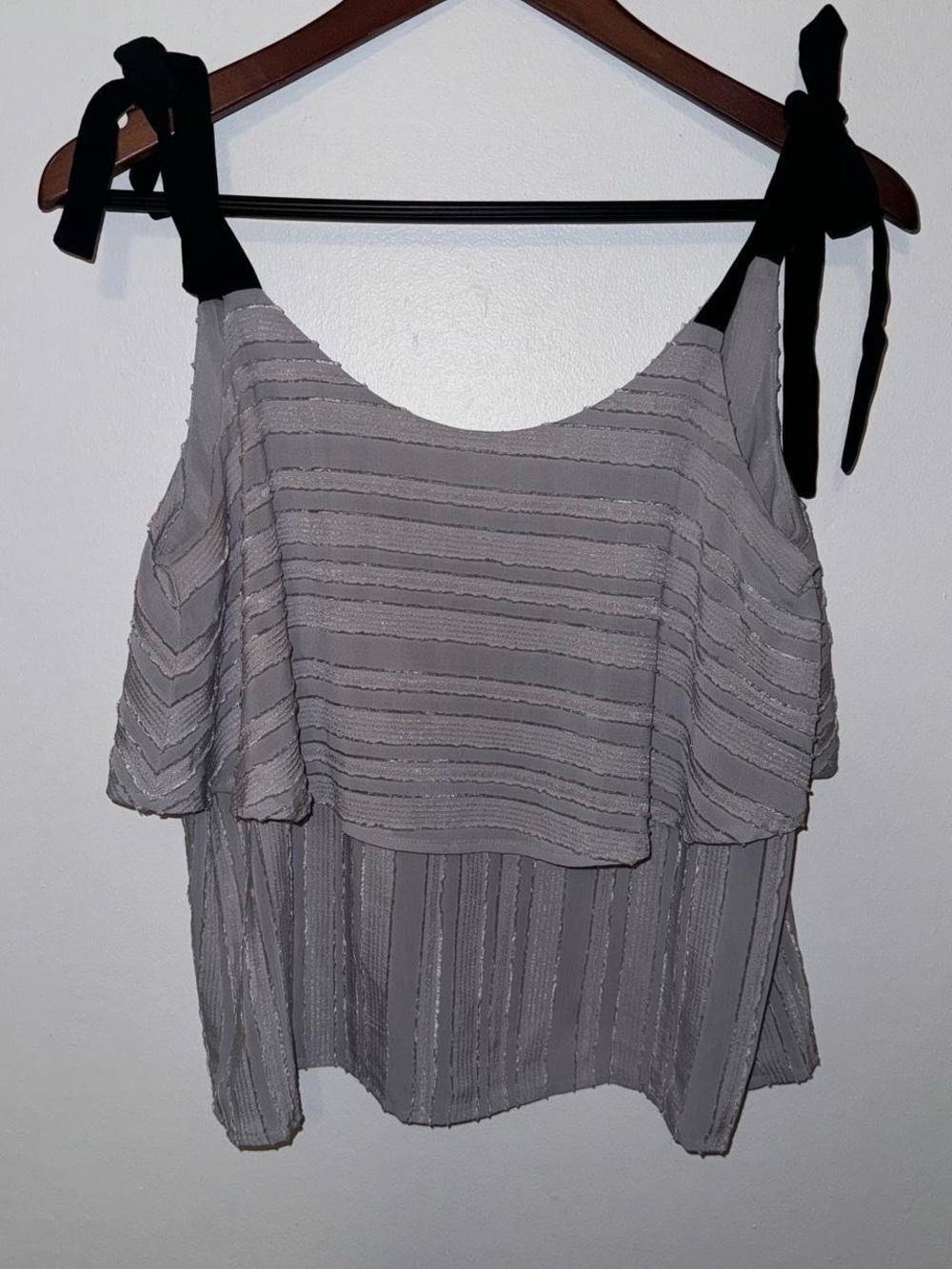 Elodie Gray Layered Tie-Shoulder Camisole